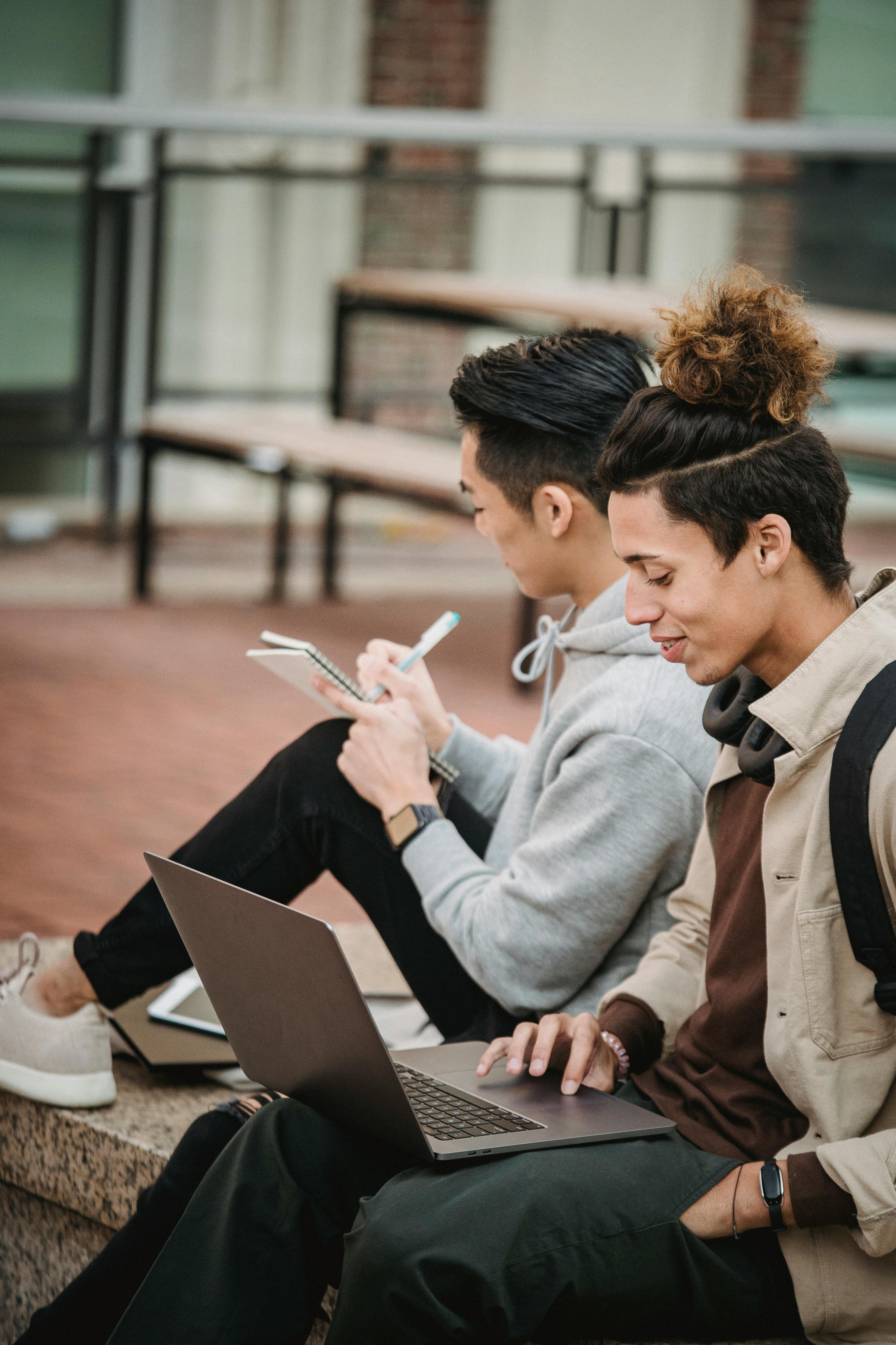 Student studying a Diploma of Business online in Australia with a laptop
